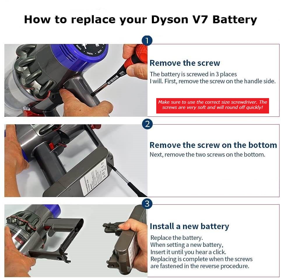 How do I change my Dyson V7 battery easily.